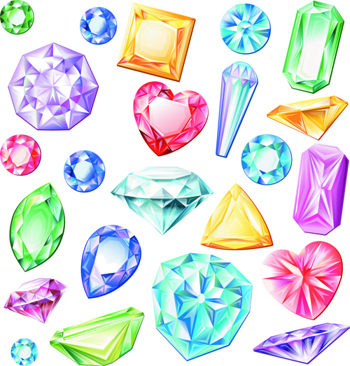 Shiny colored diamonds design vector 02 shiny diamonds colored   