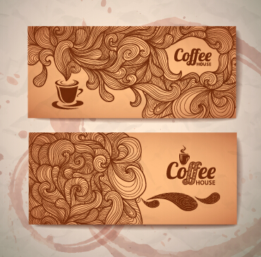 Delicate coffee cards design vector material 01 vector material coffee cards card   