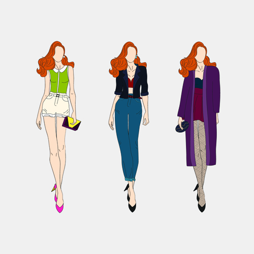 Beautiful with fashion models vector material 06 models material fashion beautiful   