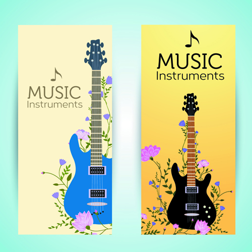 Music Instruments vector banner graphics 01 music instruments banner   