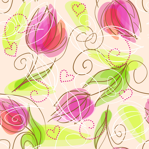 Set of different Flower Pattern elements vector 02 pattern flower elements element different   