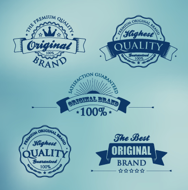 Dark blue premium quality labels vector quality premium labels label blue   