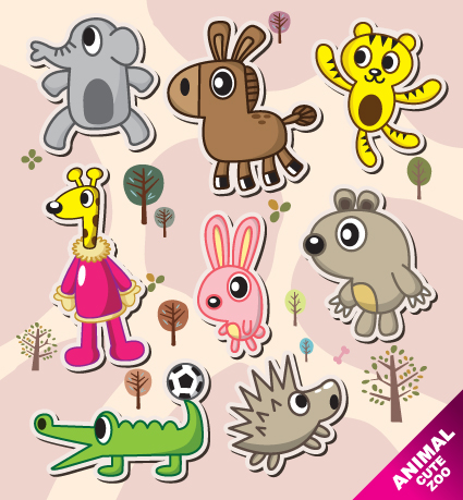 Vector Amusing Cartoon animals design 01 cartoon animal cartoon animals Animal Amusing   