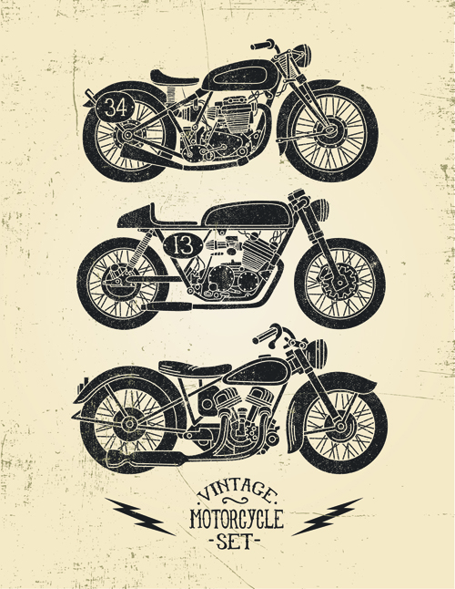 Motorcycle retro posters creative vector graphics 02 Retro font posters poster motorcycle creative   