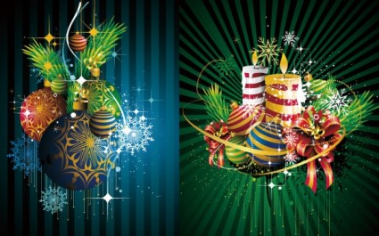 Green styles christmas ornaments background vector ornaments christmas beautiful background   