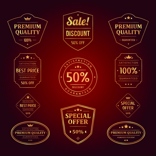 Retro premium quality sale labels vector set 04 sale Retro font quality premium labels label   