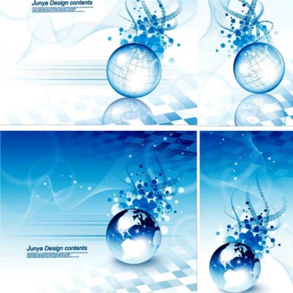 Blue crystal globe business card with background vector globe crystal card business blue background   