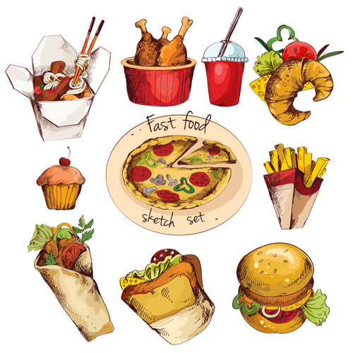 Fast food menu hand drawn vector 02 menu hand drawn fast food   