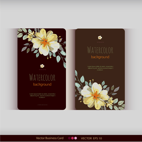 Beautiful watercolor flower business cards vector set 28 watercolor flower business cards business beautiful   