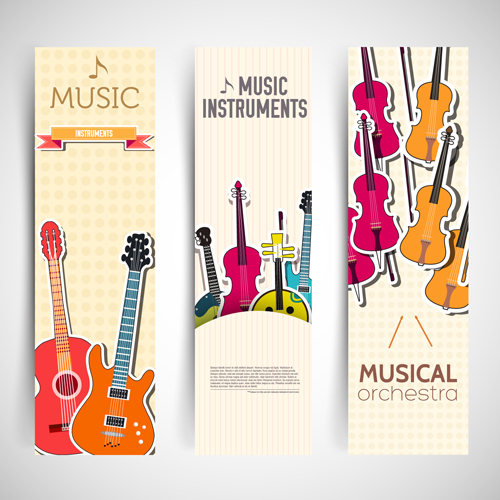 Music Instruments vector banner graphics 02 music instruments banner   