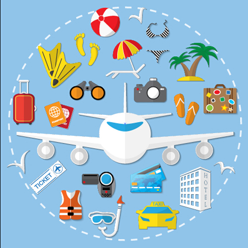 World travel design elements vector illustration 01   