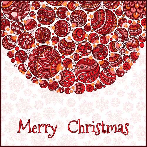 Floral christmas balls with greeting cards vector 01 greeting floral christmas cards balls   