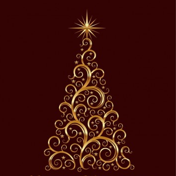 Golden Floral Christmas Tree Vector Graphic golden floral christmas tree   