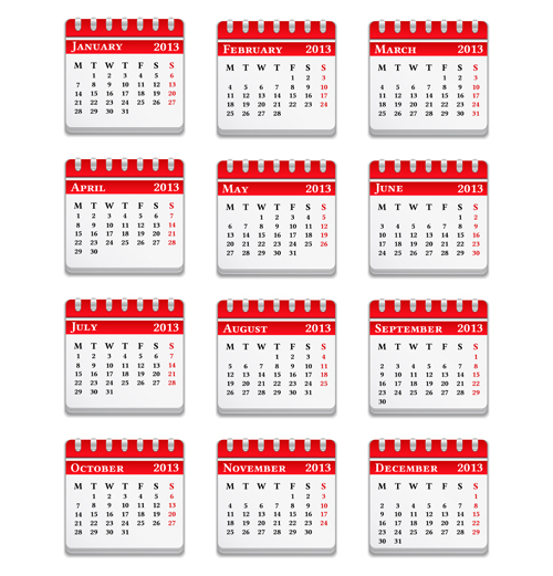 Creative 2013 Calendars design elements vector set 17 elements element creative calendars calendar 2013   