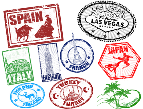 Various Travel stamps design vector 05 Various travel stamps stamp   