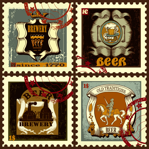 Stamp vintage beer vector 02 vintage stamp beer   