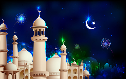 Mosque night backgrounds vector 02 night mosque   