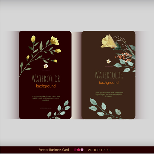 Beautiful watercolor flower business cards vector set 27 watercolor flower business cards beautiful   