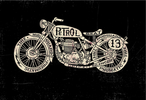 Motorcycle retro posters creative vector graphics 03 Retro font posters poster motorcycle creative   