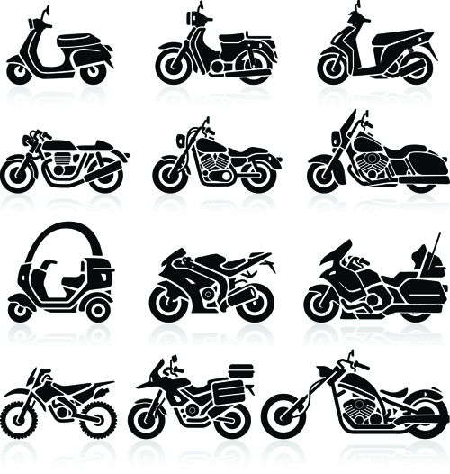 Different motorcycle vector silhouettes image silhouettes silhouette motorcycle different   