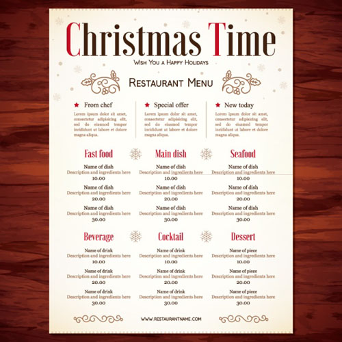 Christmas restaurant price menu vector template template restaurant price menu christmas   