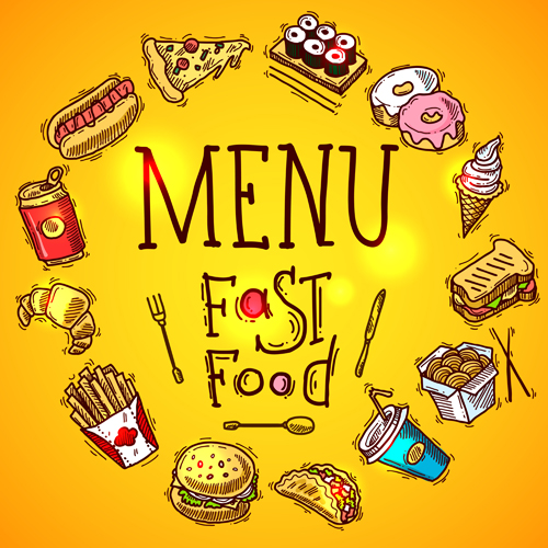 Fast food menu hand drawn vector 03 menu hand drawn fast food   