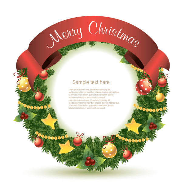 Christmas Decoration Circle with ribbons background vector ribbons ribbon decoration christmas   