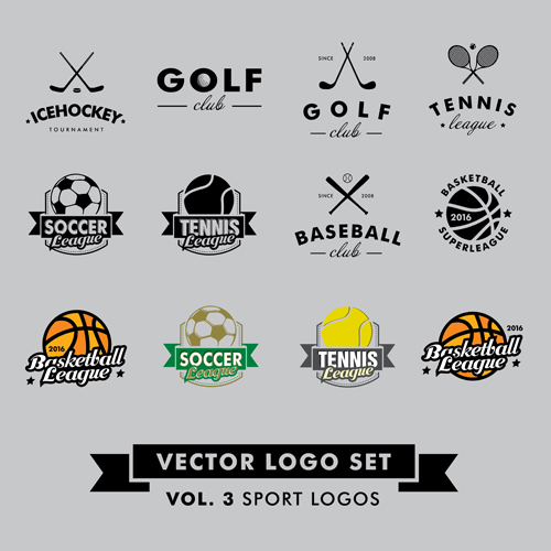 Vector sport logos design set 01 Sport logos design   
