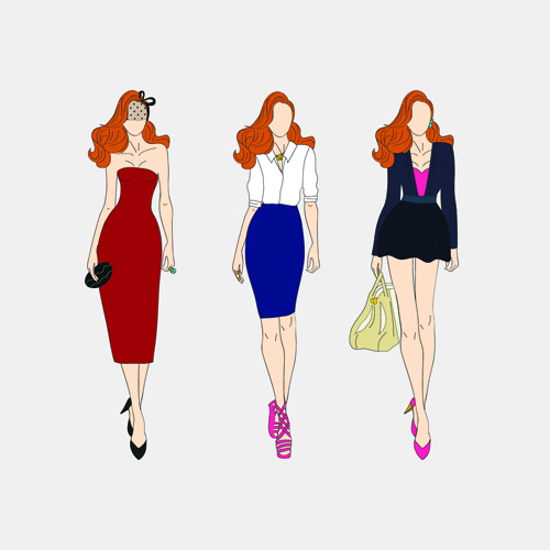 Beautiful with fashion models vector material 07 models fashion beautiful   