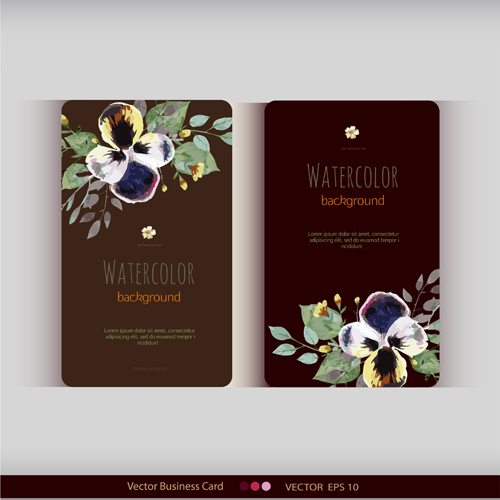 Beautiful watercolor flower business cards vector set 29 watercolor flower business cards business   