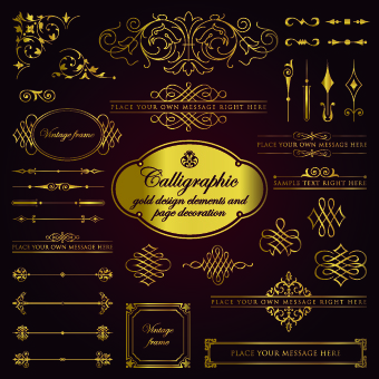 Calligraphy gold design elements vector 02 gold elements element design elements Calligraphy font   