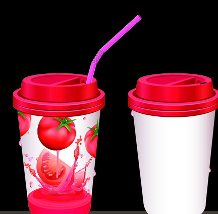 Drinks cups with tubes vector 04 tubes drinks cups   