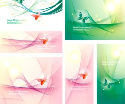 butterfly abstract cards shiny vector set shiny cards butterfly abstract   