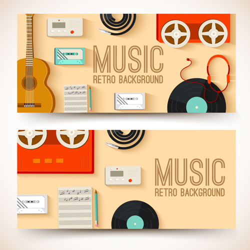 Music Instruments vector banner graphics 04 music instruments banner   
