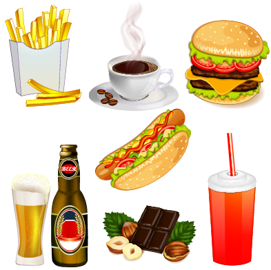 Fast food elements icons vector set icons icon fast food elements element   