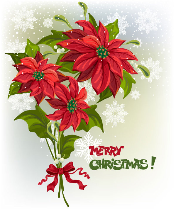 Set of Red flower with Christmas vector 02 red flower christmas   