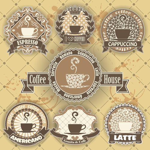 Floral coffee house labels design vector labels house Coffee house coffee   