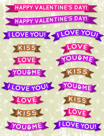 Valentine ribbon banner design vector 01 Valentine ribbon banner   