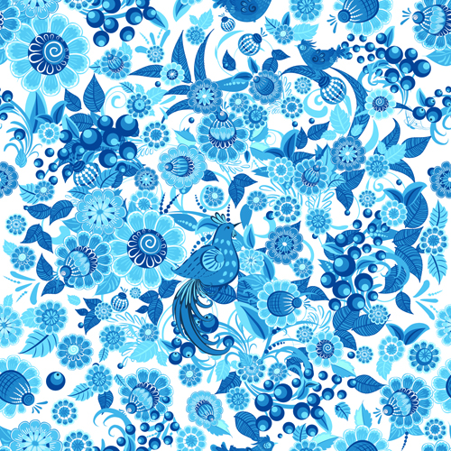 Blue ornaments floral pattern vector material 03 pattern ornaments floral pattern floral blue   