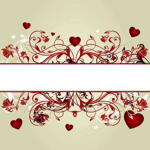 Floral hearts Valentine day vector backgrounds 01 Valentine day Valentine hearts heart floral   