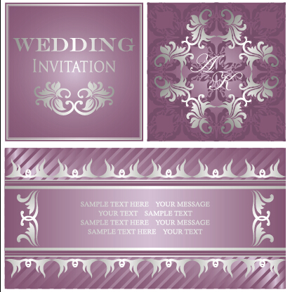 luxurious floral wedding invitations vector design 02 wedding luxurious invitation floral   