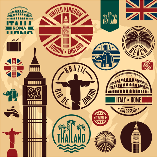 Various Travel stamps design vector 04 Various travel stamps stamp   