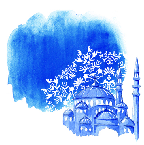 Watercolor drawing ramadan Kareem vector background 09 watercolor ramadan kareem drawing background   