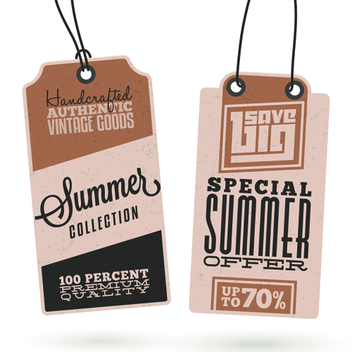 Vintage cardboard summer discount tags vector 05 vintage summer discount cardboard   