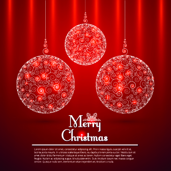 Floral Christmas ball red background vector 01 red background floral christmas background vector background   