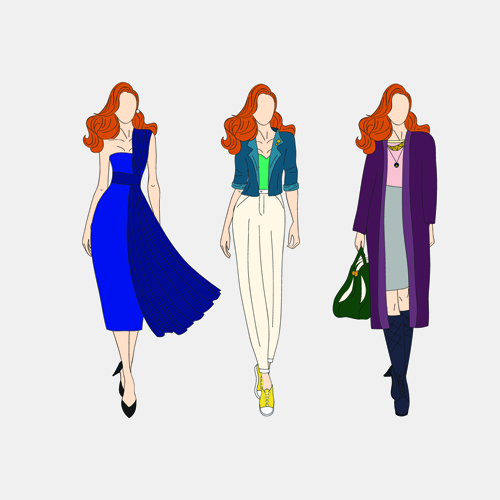 Beautiful with fashion models vector material 02 model material fashion beautiful   