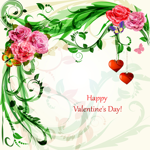 Flower valentine day cards vector 01 Valentine flower day cards   