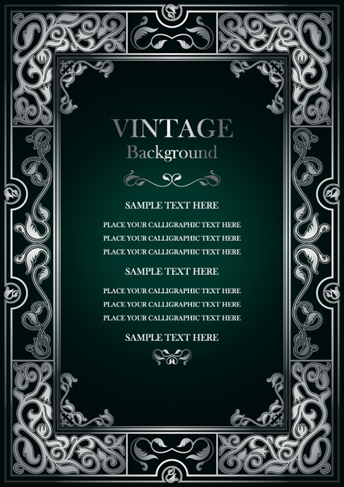 Set of Vintage frame background vector 02 vintage frame   