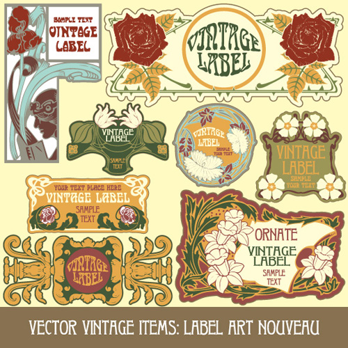 Vintage style label with flowers vector graphic 05 Vintage Style vintage label flowers flower   