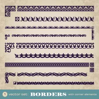 Retro border decoration element vector 02 Retro font element decoration border   